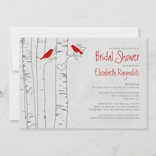 Rode vogels Bridal Shower Invitations Kaart (Voorkant)