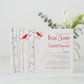Rode vogels Bridal Shower Invitations Kaart (Staand voorkant)