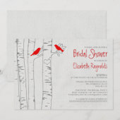 Rode vogels Bridal Shower Invitations Kaart (Voorkant / Achterkant)