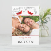  rode vogels bruiloft sparen de datum kaart (Staand voorkant)