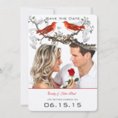 rode vogels bruiloft sparen de datum kaart (Voorkant)