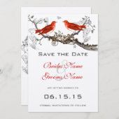 rode vogels bruiloft sparen de datum save the date (Voorkant / Achterkant)