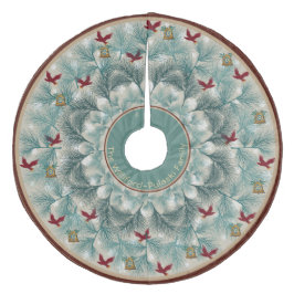 Rode vogels en reuzenwijn op maat fleece kerstboom rok