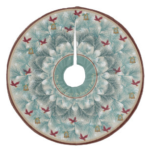 Rode vogels en reuzenwijn op maat fleece kerstboom rok