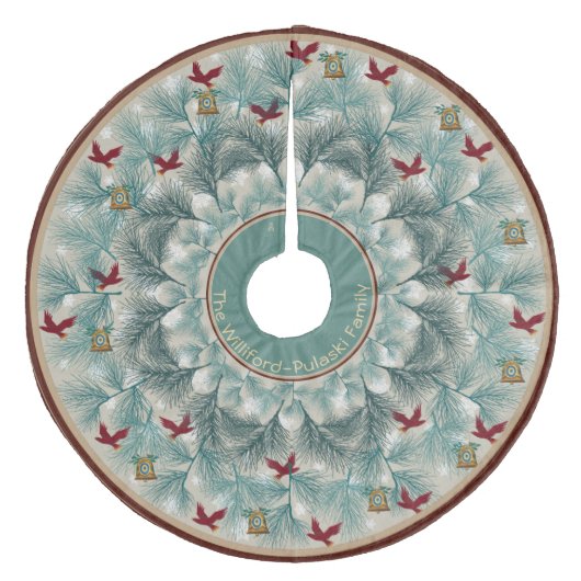 Rode vogels en reuzenwijn op maat fleece kerstboom rok (Voorkant)