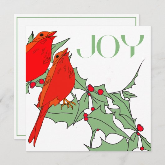 Rode Vogels Feestdagenkaart (Voorkant / Achterkant)