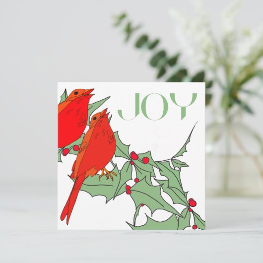 Rode Vogels Feestdagenkaart (Staand voorkant)