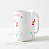 Rode vogels - grillig - kunstwerk koffiemok (Voorkant rechts)