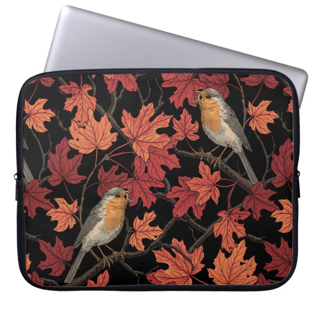 Rode vogels in esdoornboom laptop sleeve (Voorkant)