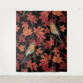 Rode vogels in esdoornboom wandkleed (Voorkant)