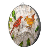 Rode vogels - Kardinalen Zingend uit liefde Dartbord (Voorkant Rechts)