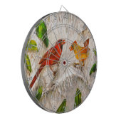 Rode vogels - Kardinalen Zingend uit liefde Dartbord (Voorkant Links)