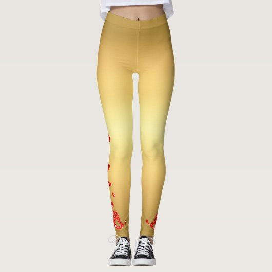 Rode vogels leggings (Voorkant)