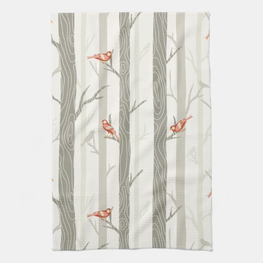 Rode vogels op Aspen Kitchen Towels Theedoek (Verticaal)