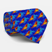 rode vogels op blauw stropdas (Opgerold)