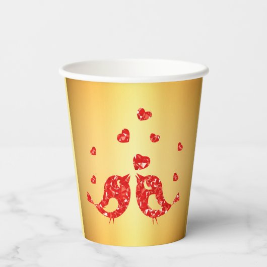 Rode vogels papieren bekers (Achterkant)