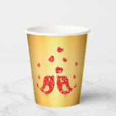 Rode vogels papieren bekers (Voorkant)