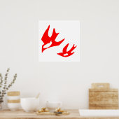 Rode vogels poster (Keuken)