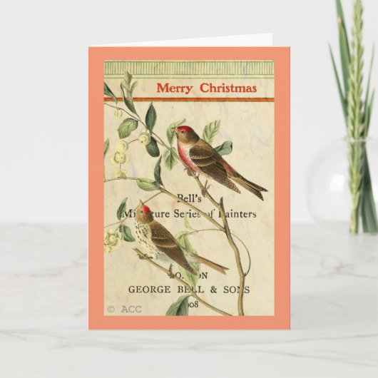  rode vogels / prettige kerst feestdagen kaart (Voorkant)