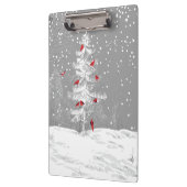 Rode vogels, witte kerst klembord (Links)