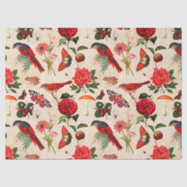 Rode vogelvlinder en paddenstoelontbinding tissuepapier