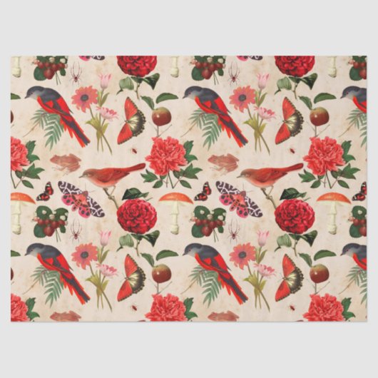 Rode vogelvlinder en paddenstoelontbinding tissuepapier (Voorkant)