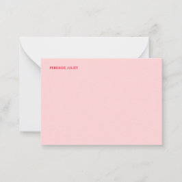 Rode volledige naam Blush Roze Notitiekaartje