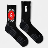 Rode Volleybal Aangepaste Teamnaam & Spelersnummer Sokken (Rechts)