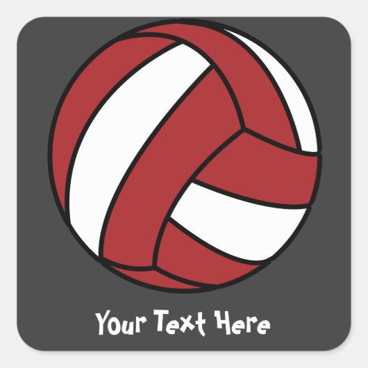Rode Volleybal (aanpasbaar) Vierkante Sticker (Voorkant)