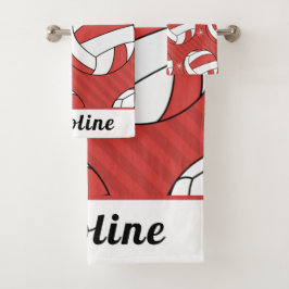 Rode Volleybalballen en sneeuwvlokken Kinder winte Bad Handdoek