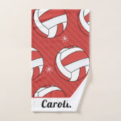 Rode Volleybalballen en sneeuwvlokken Kinder winte Bad Handdoek (Handdoek)