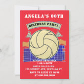 Rode Volleyball Birthday Party Invites (Voorkant)
