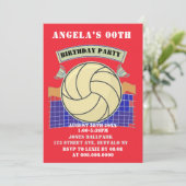 Rode Volleyball Birthday Party Invites (Staand voorkant)