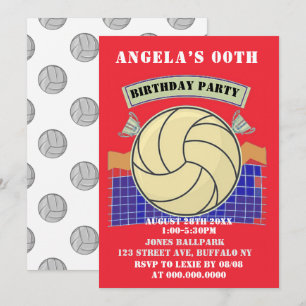 Rode Volleyball Birthday Party Invites