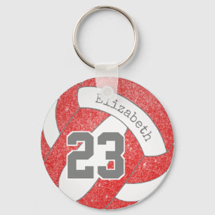 rode volleybaltas label met jersey nummer sleutelhanger