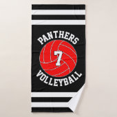 Rode Volleybalteamnaam en afspeelnummer Aangepast Badhanddoek (Badhanddoek)
