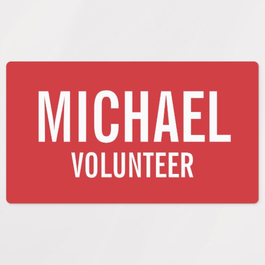 Rode Voluntbadge met aangepaste naam Labels (Design 1)