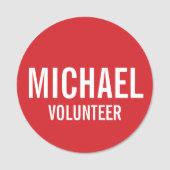 Rode Voluntbadge met aangepaste naam Naamplaatje (Voorkant)