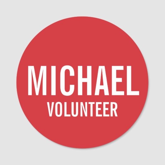 Rode Voluntbadge met aangepaste naam Naamplaatje (Voorkant)