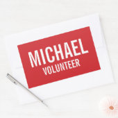 Rode Voluntbadge met aangepaste naam Rechthoekige Sticker (Envelop)
