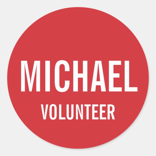 Rode Voluntbadge met aangepaste naam Ronde Sticker (Voorkant)