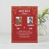 Rode Volwassene Gezamenlijk Verjaardagsfeestje 2 F Kaart (Staand voorkant)