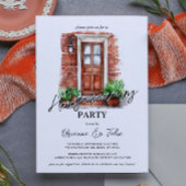 Rode voordeur en bakstenen huis opwarmen partij kaart