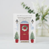 Rode voordeur verhuisbericht briefkaart (Staand voorkant)