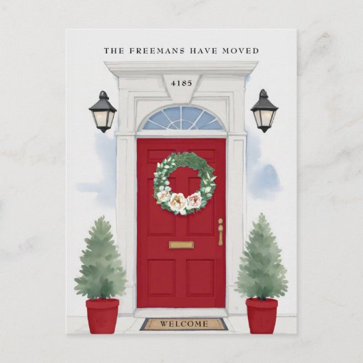 Rode voordeur verhuisbericht  briefkaart (Voorkant)