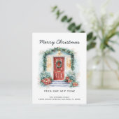 Rode voordeur Vrolijk kerstfeest van New Home Aankondigingskaart (Staand voorkant)