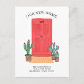 Rode voordeur Waterverf cactussen bewegen Aankondigingskaart (Voorkant)