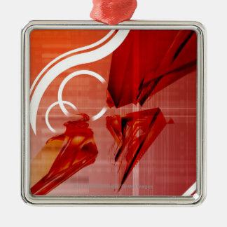 Rode voorwerpen met witte lijnen metalen ornament