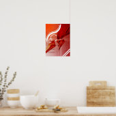 Rode voorwerpen met witte lijnen poster (Keuken)