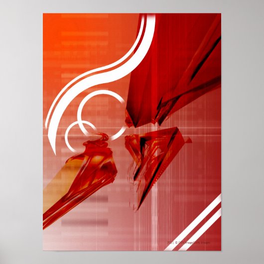 Rode voorwerpen met witte lijnen poster (Voorkant)
